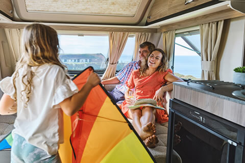 Family on a trip in their Voyager motorhome
