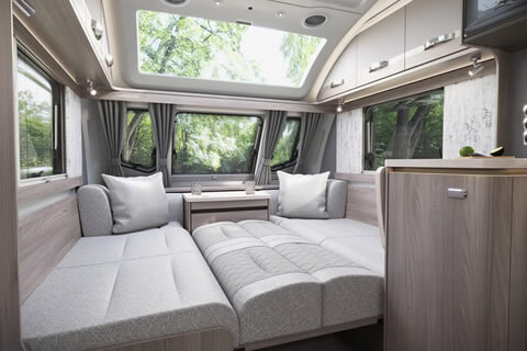 Make-up bed in a Swift caravan